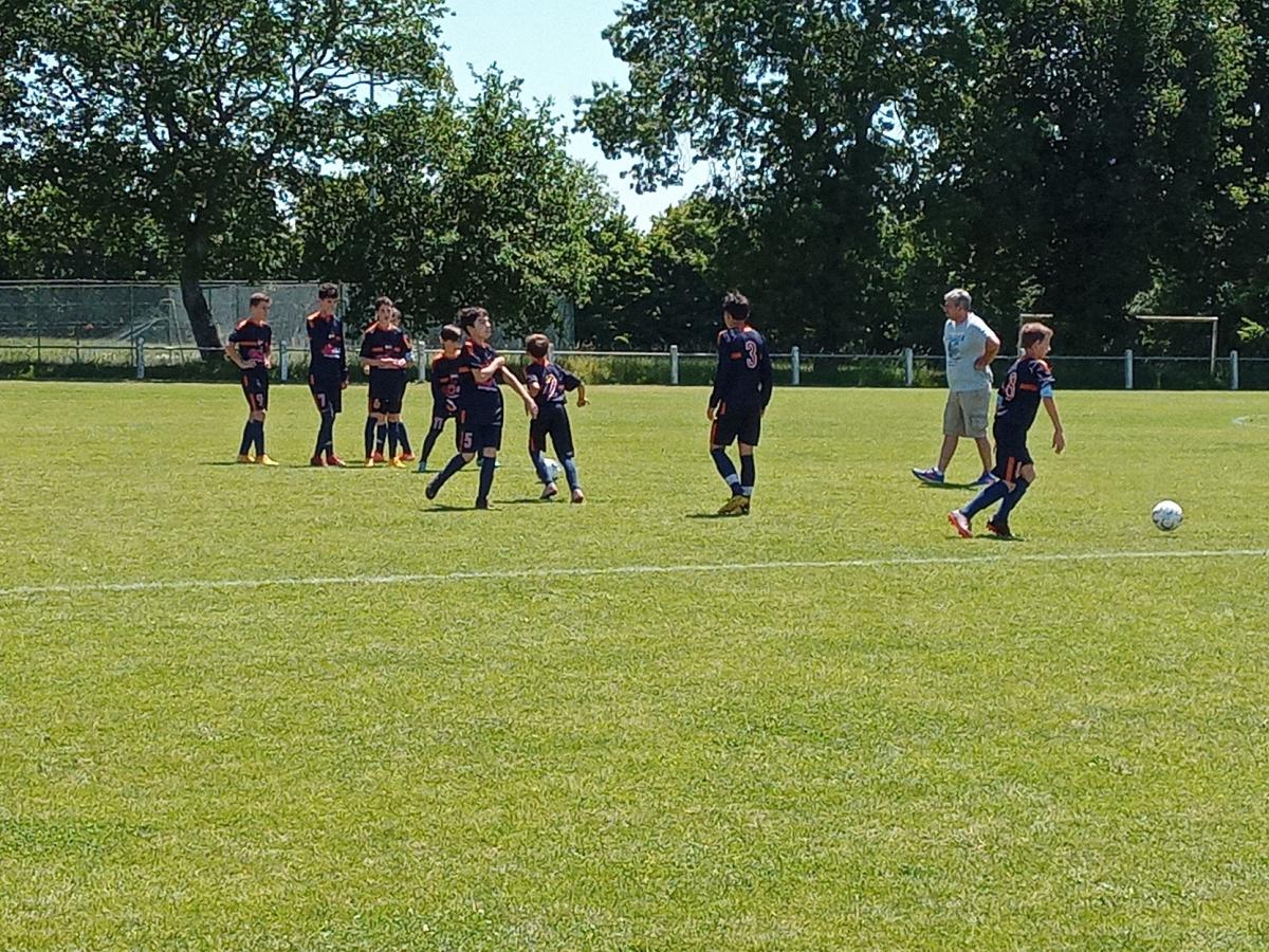 Les U13B à l'échauffement