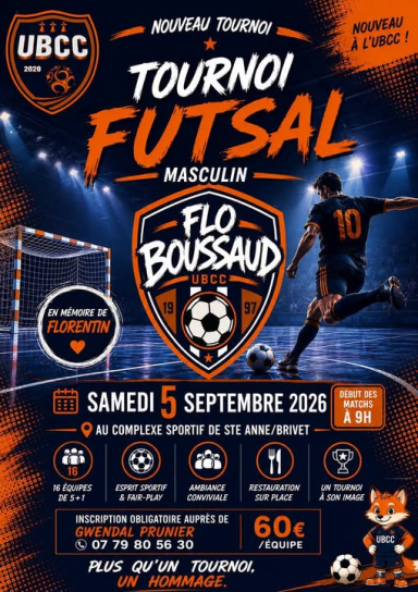 Tournoi Futsal Flo BOUSSAUD" à Sainte Anne sur Brivet le samedi 5 septembre 2026